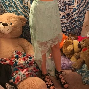 Mint High-Low Skirt